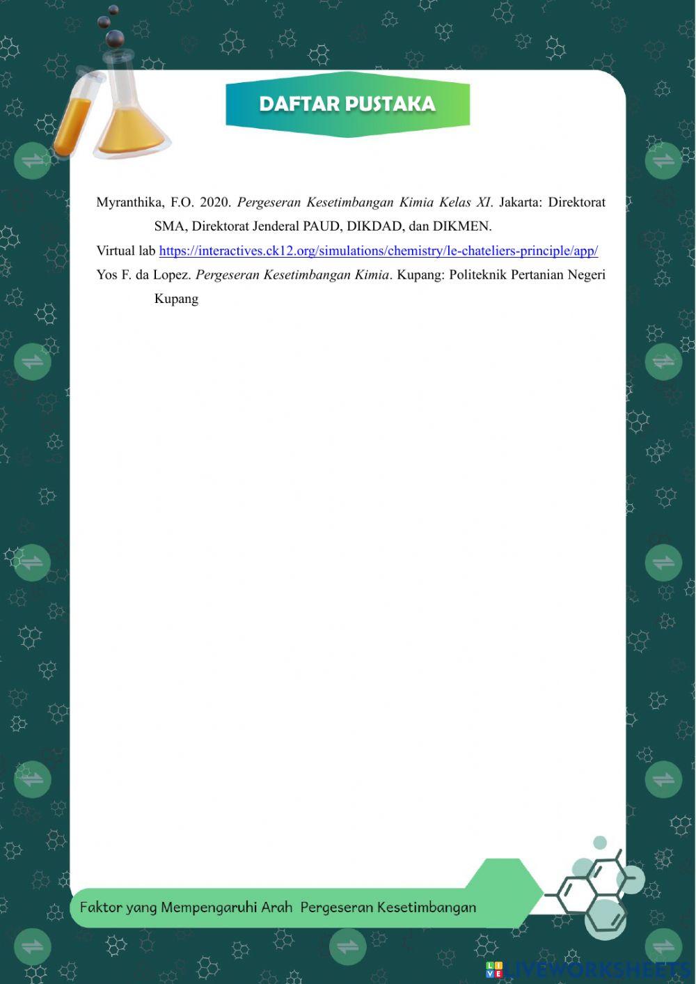 E-LKPD Inkuiri Terbimbing faktor-faktor yang mempengaruhi arah pergeseran kesetimbangan kimia