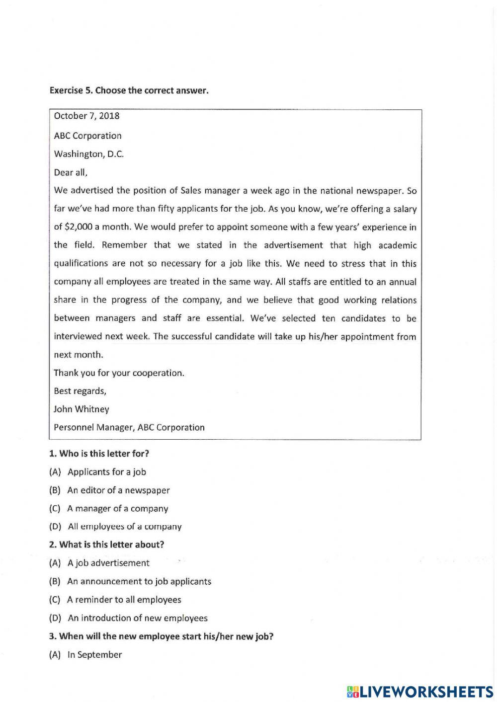 Unit 11: job advertisement