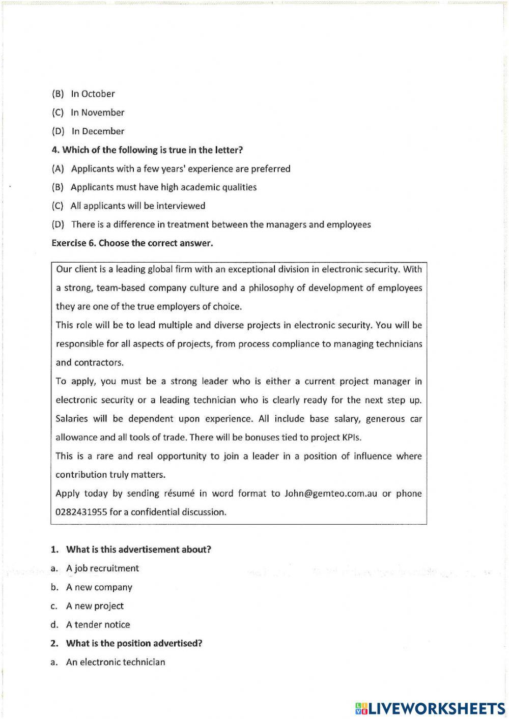 Unit 11: job advertisement