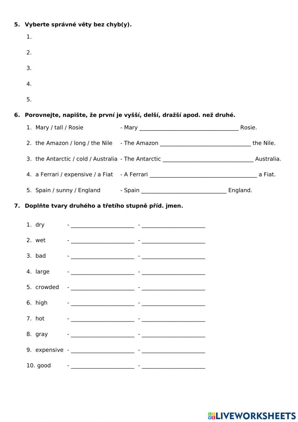Srovnávací test - 6. ročník - červen 2023