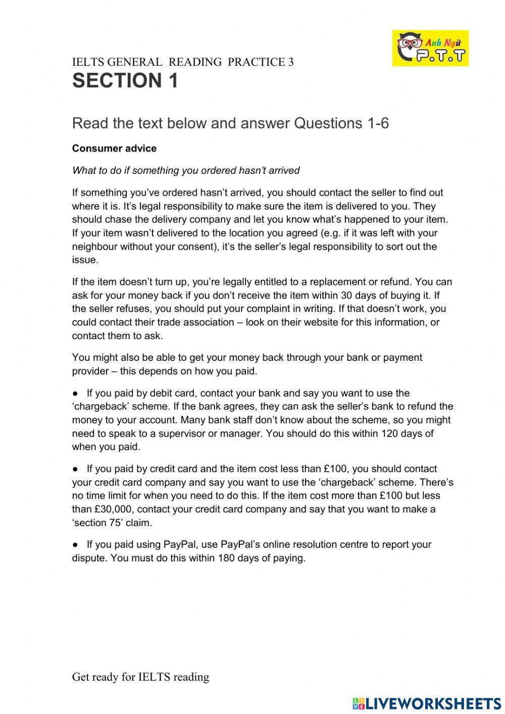 Ielts general reading- t f ng