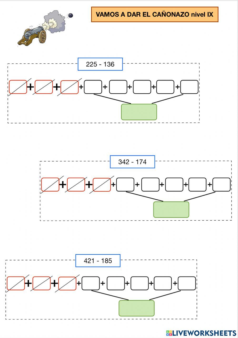 Restas con llevadas nivel ix