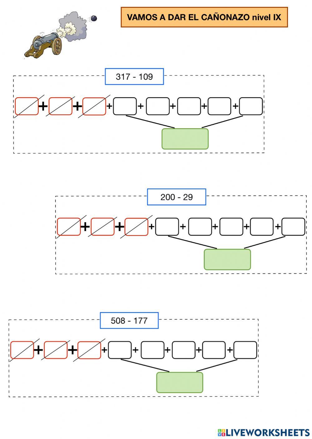 Restas con llevadas nivel ix