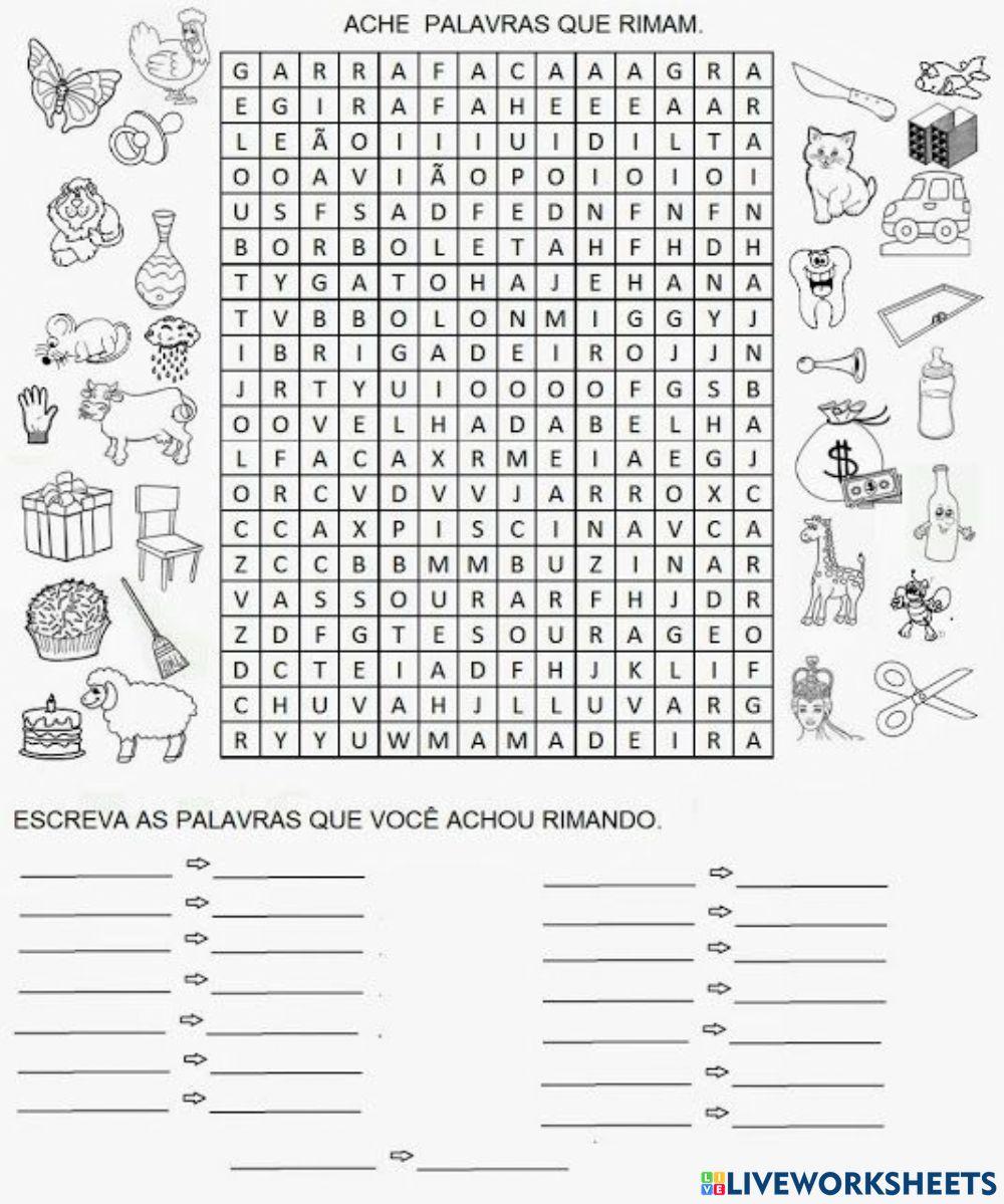 Caça palavras de rimas