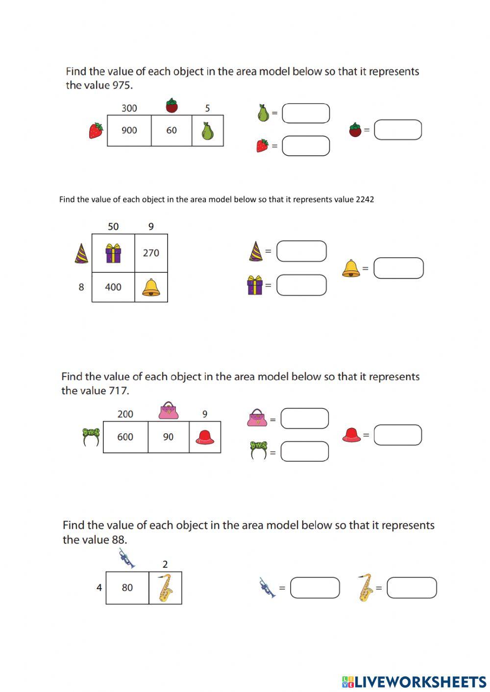 Multiply 2digit by 2digit using area models 