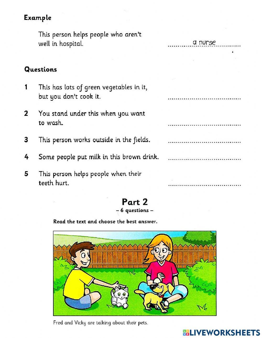 Movers - Reading-Writing - Test 1 