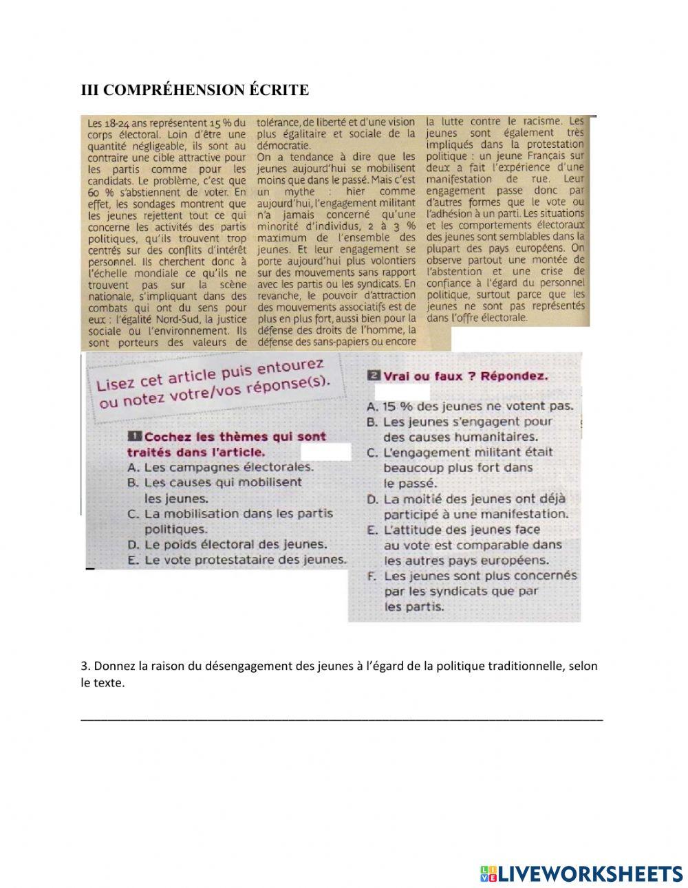 Épreuve Unité 8 B1.3