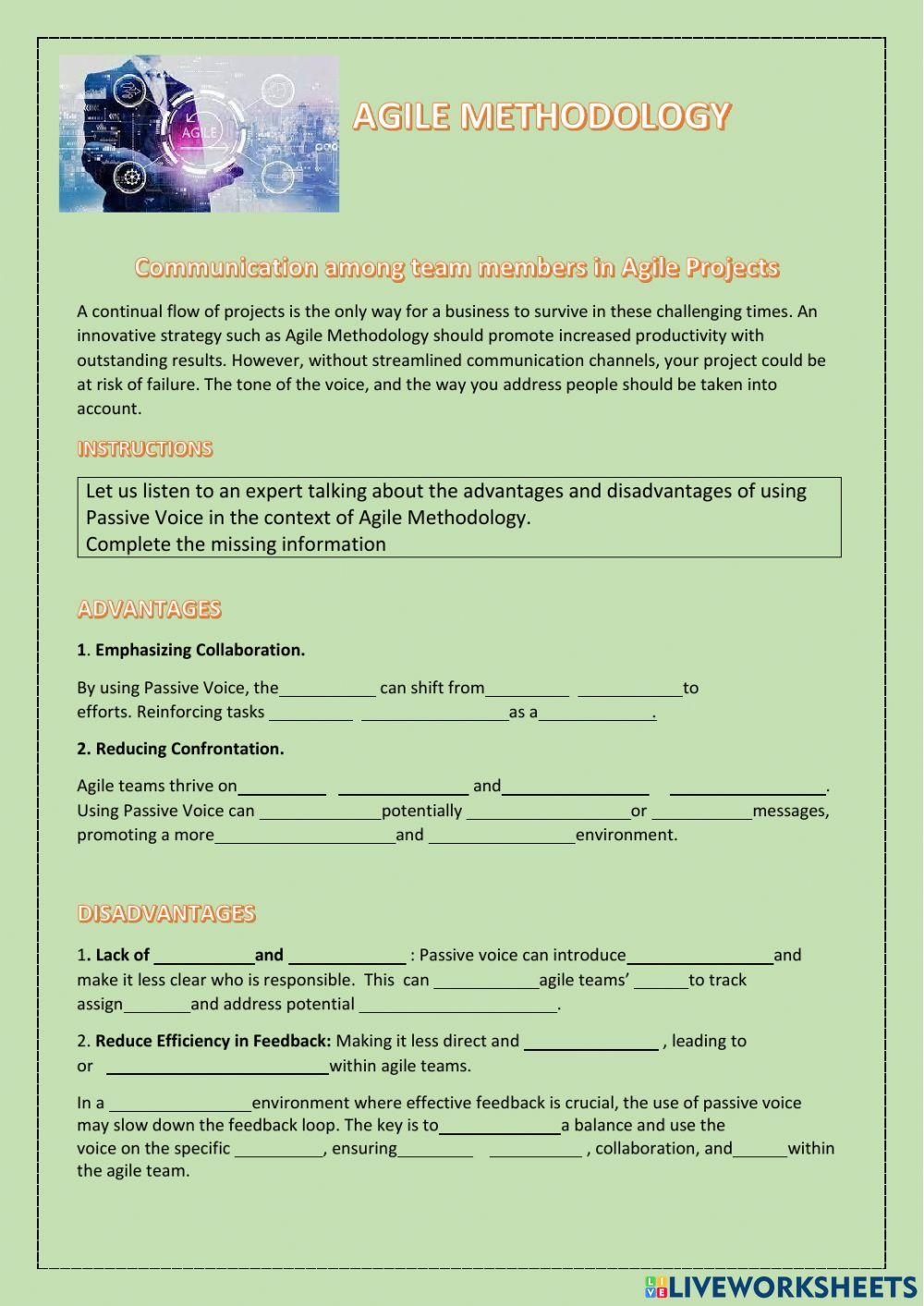 Advantages of Passive and Active Voice in the context of agile methodology