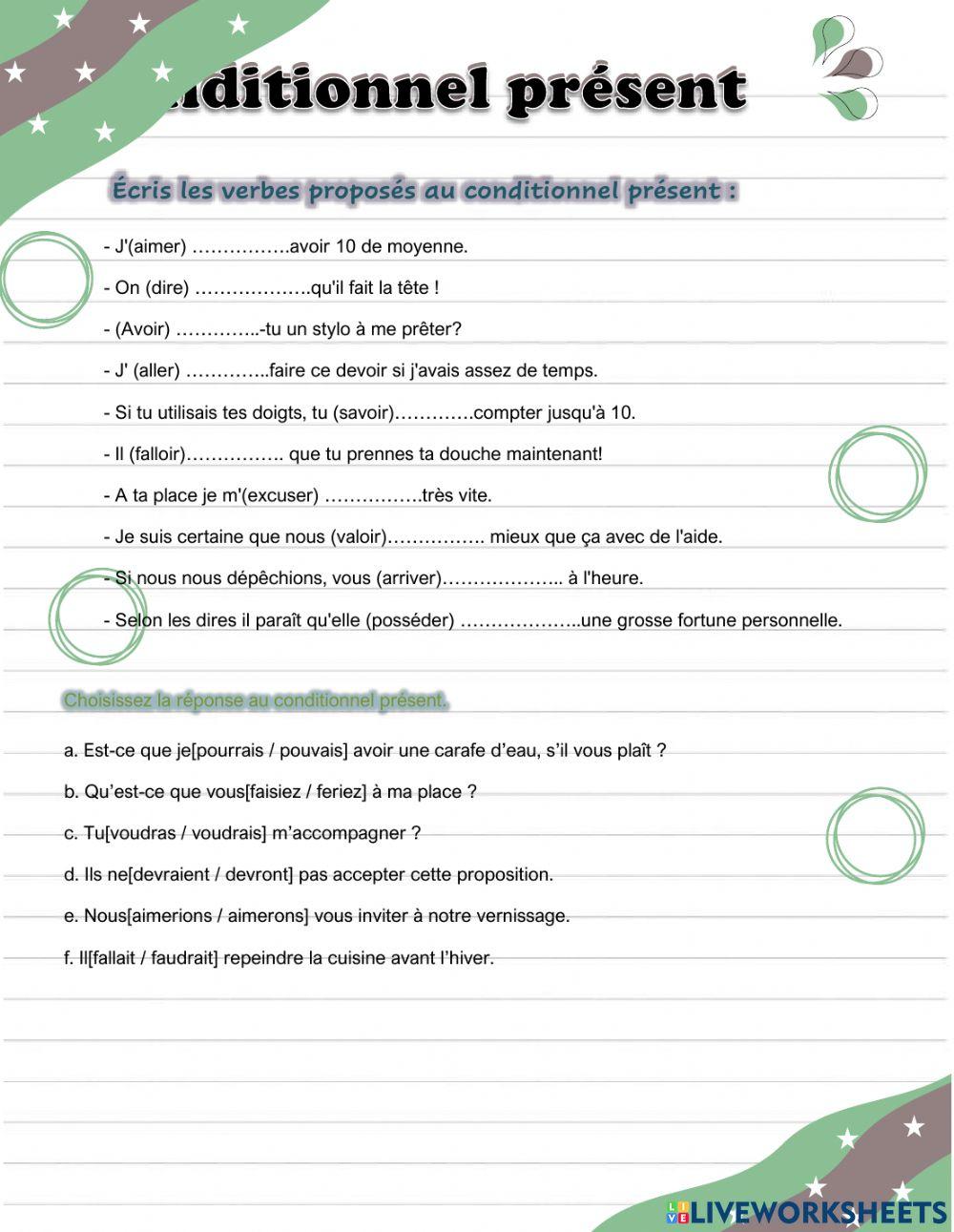 Conditionnel présent Conditionnel présent