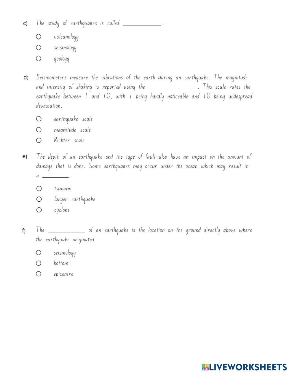 Earthquakes: causes and consequences