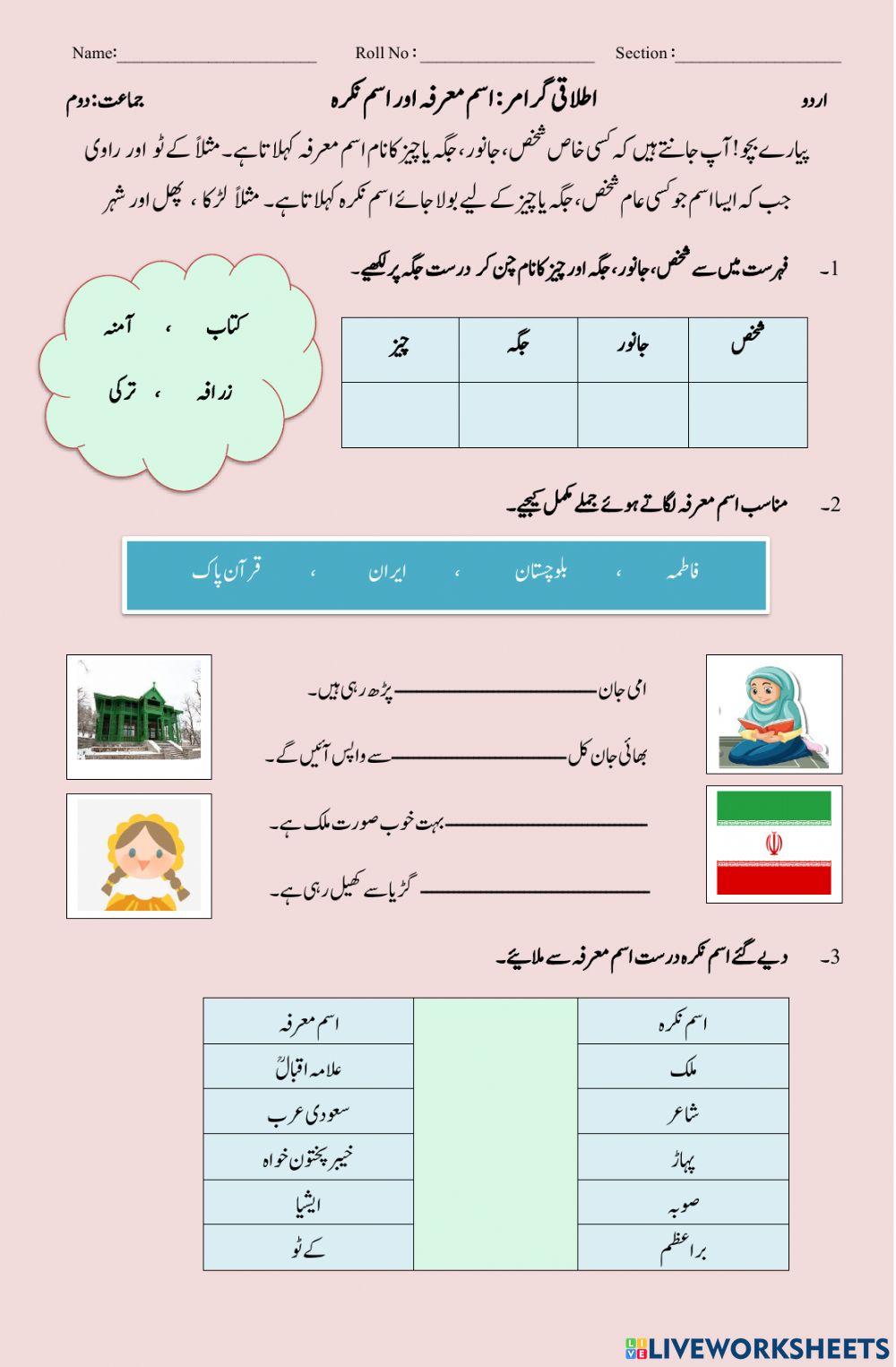 اسم معرفہ اور نکرہ اسم معرفہ اور نکرہ
