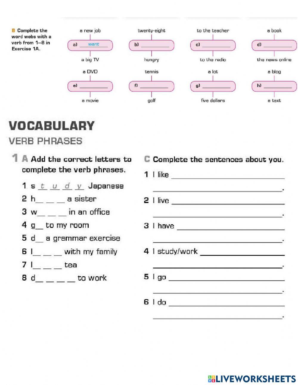 Verb phrases- unit 4 Speak out