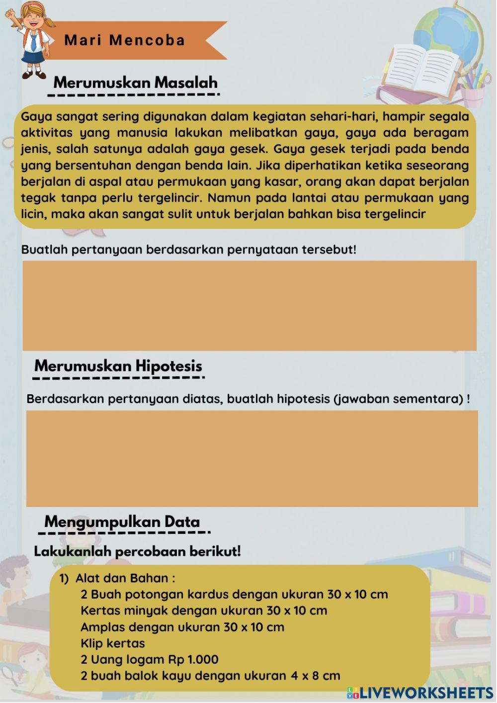 LKPD IPAS Gaya dan Pengaruhnya Terhadap Benda