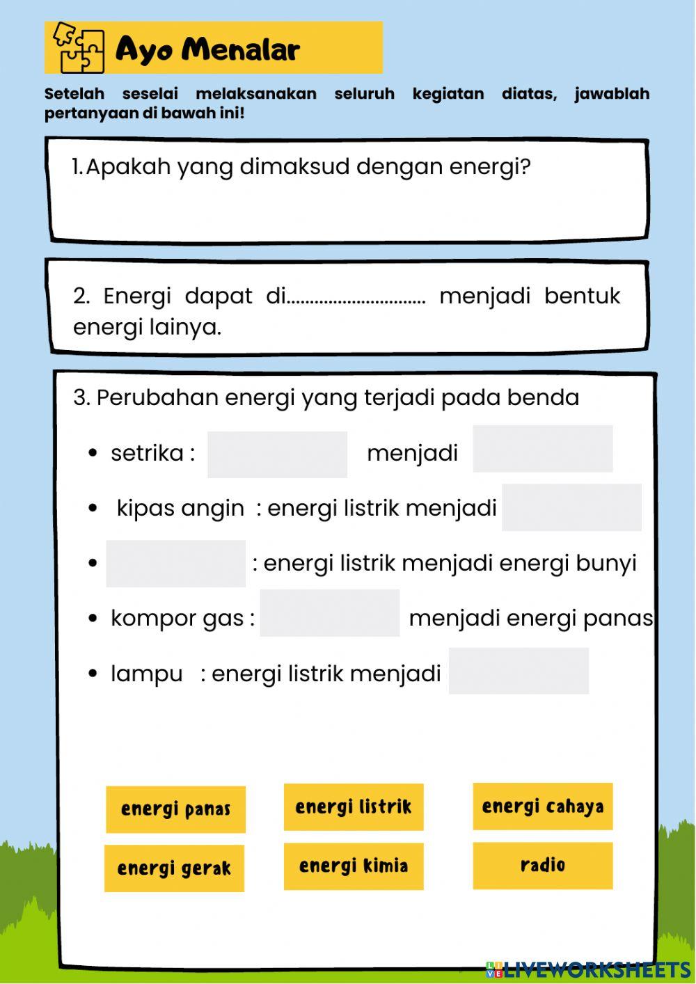 E-LKPD Energi dan Perubahannya