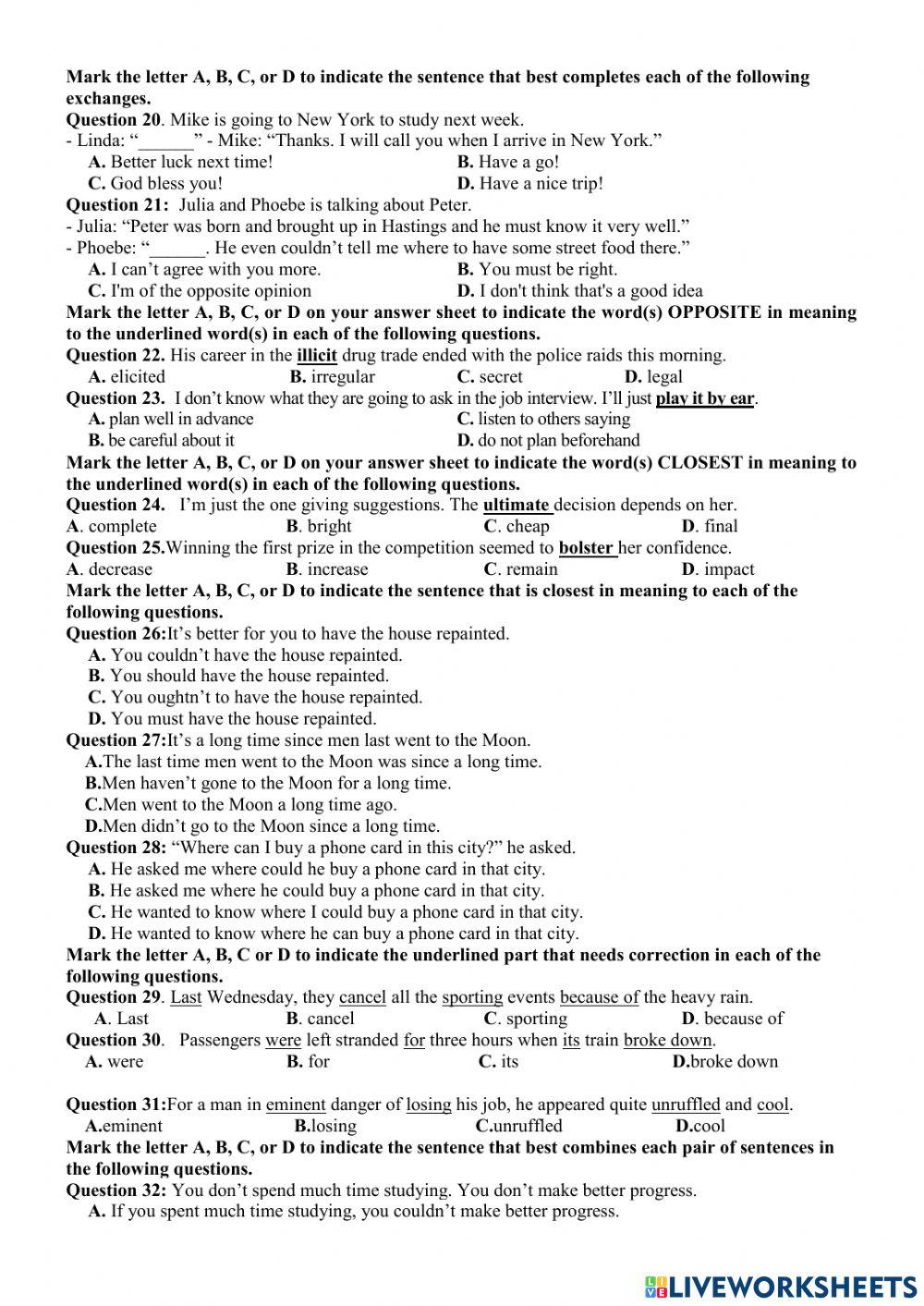 Mock Test No49 - 2023
