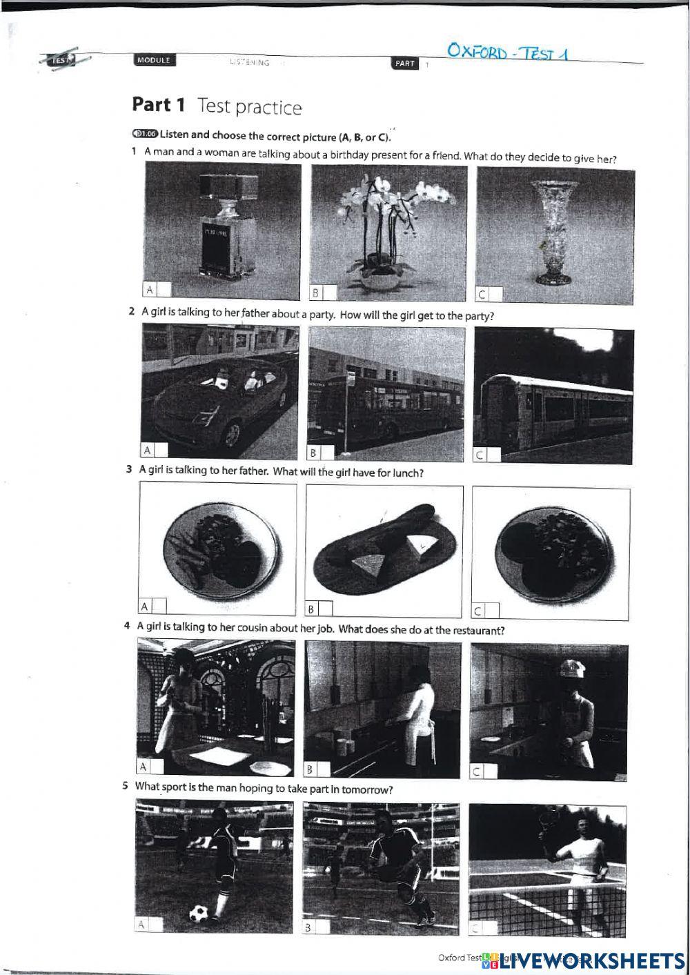 B1 listening Part 1-4