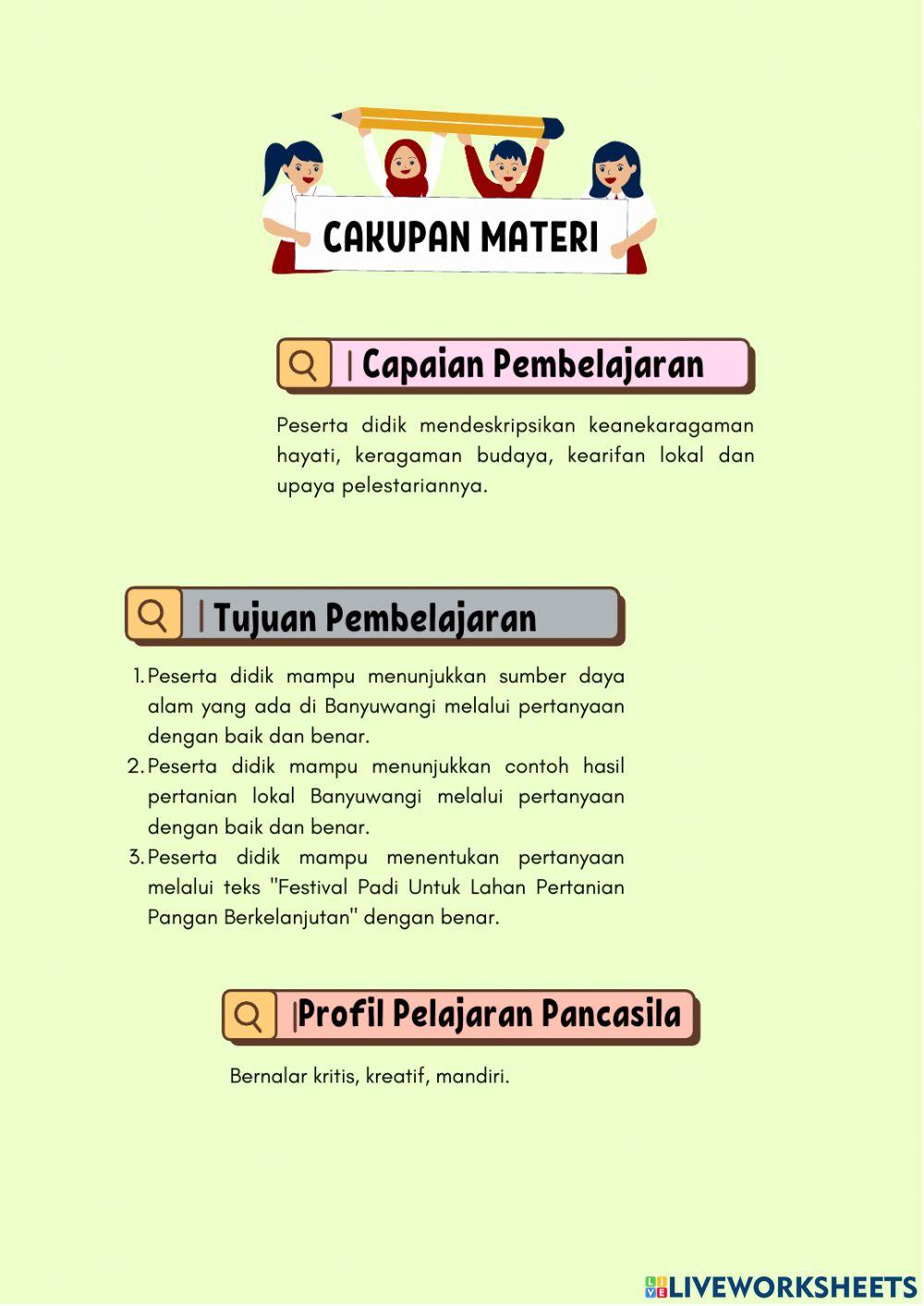 Pembelajaran 1 E-LKPD Pertanian Lokal Banyuwangi
