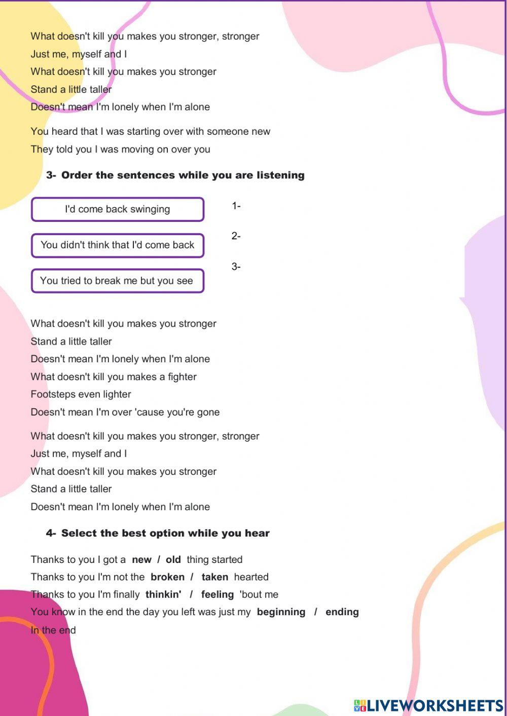 Song activity: Kelly Clarkson - Stronger