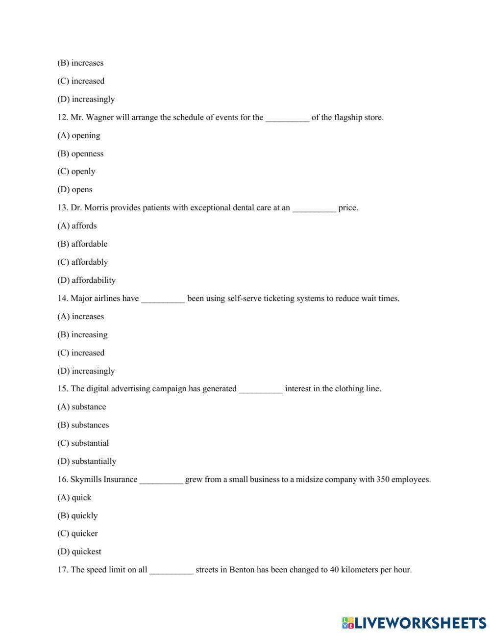 TOEIC grammar - Word Forms