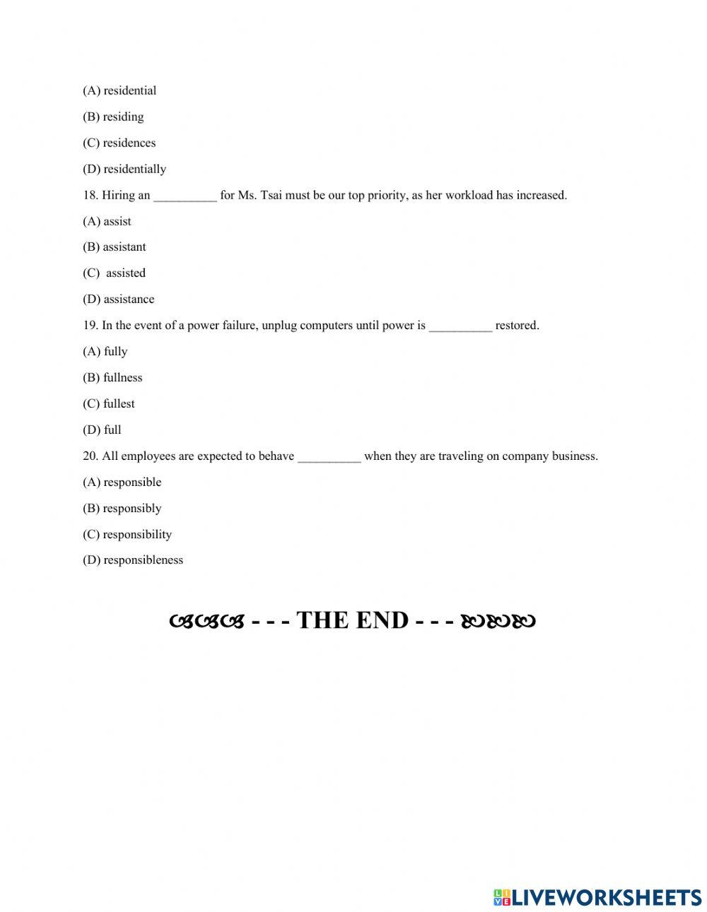 TOEIC grammar - Word Forms