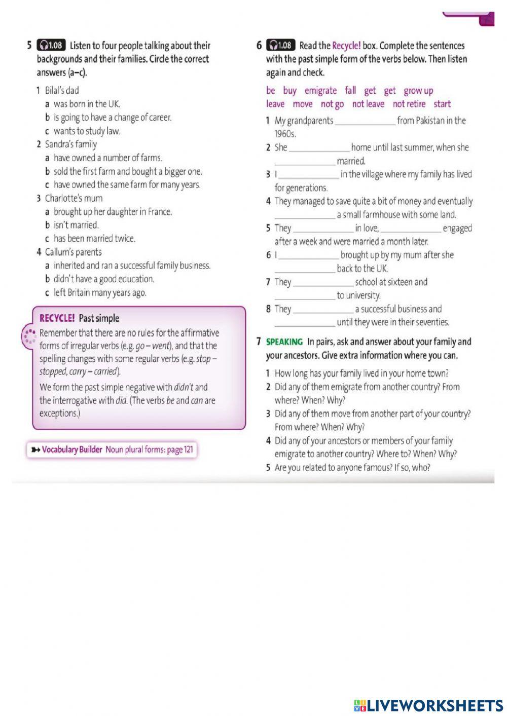 Past Simple: Ages and Stages