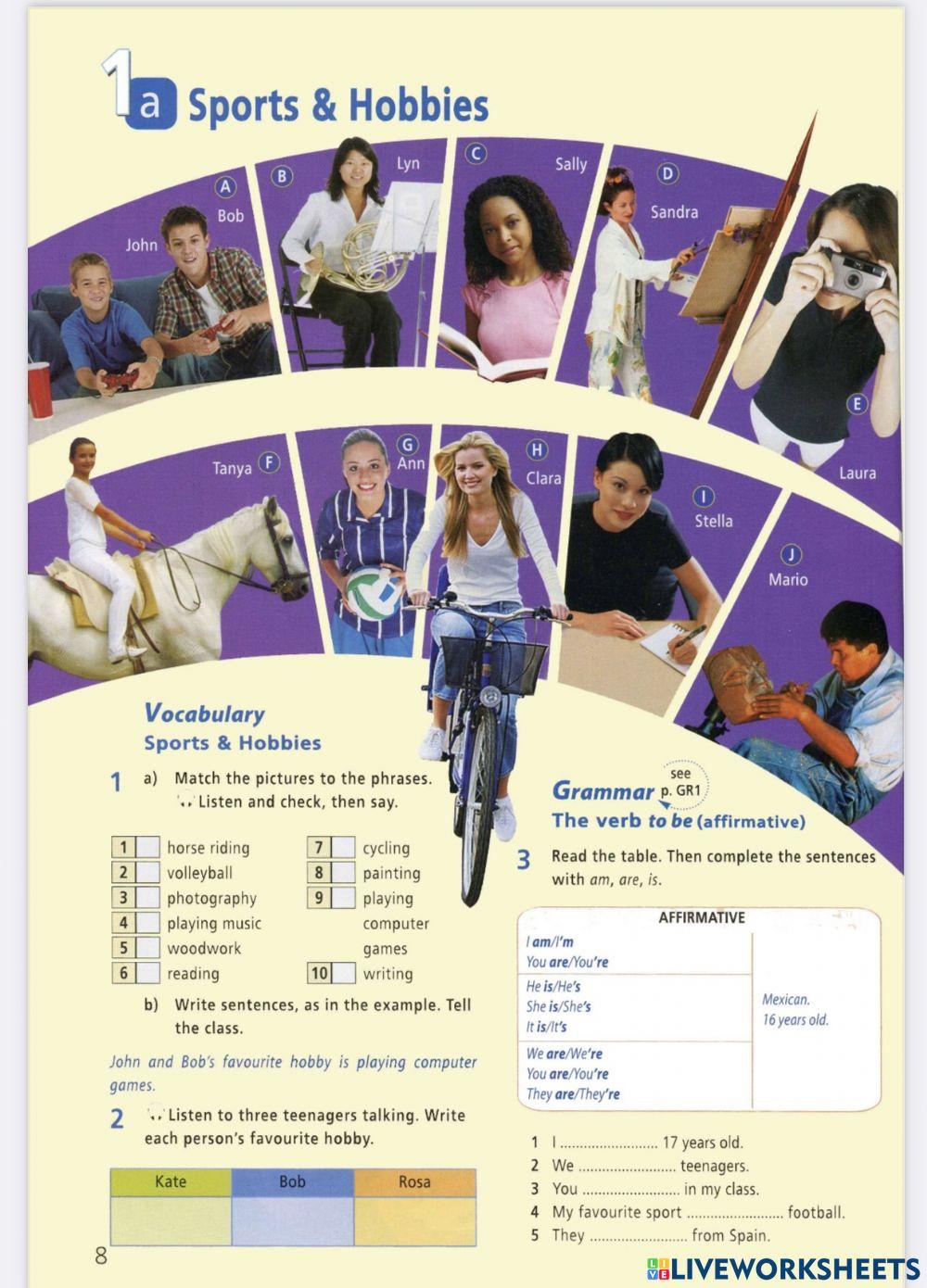 Prime Time 1. Unit 1. Lesson 1a. Sports and Hobbies