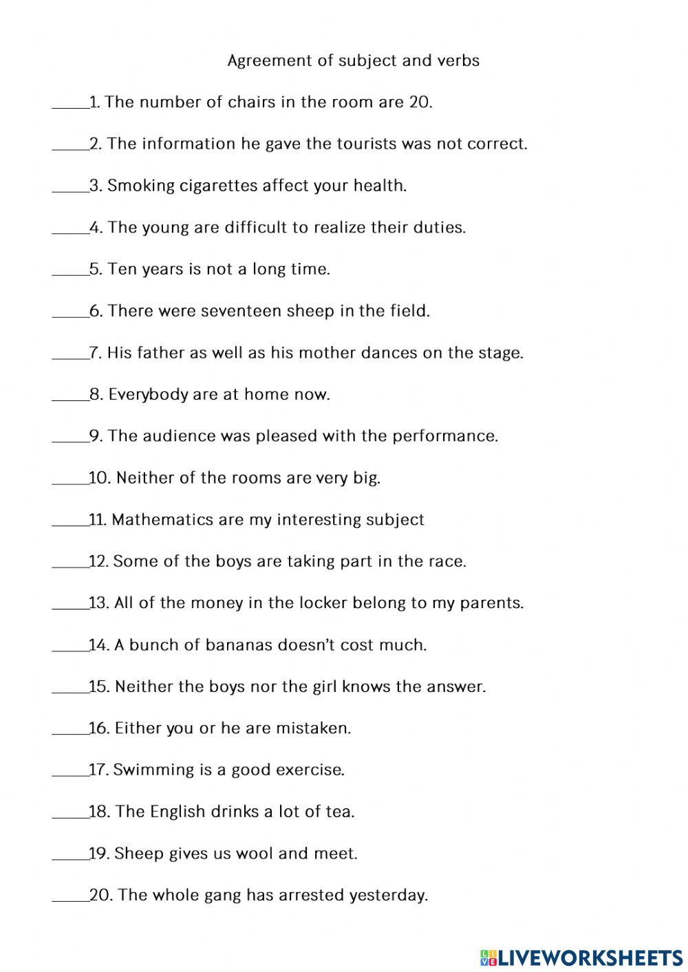 Subject verb agreement