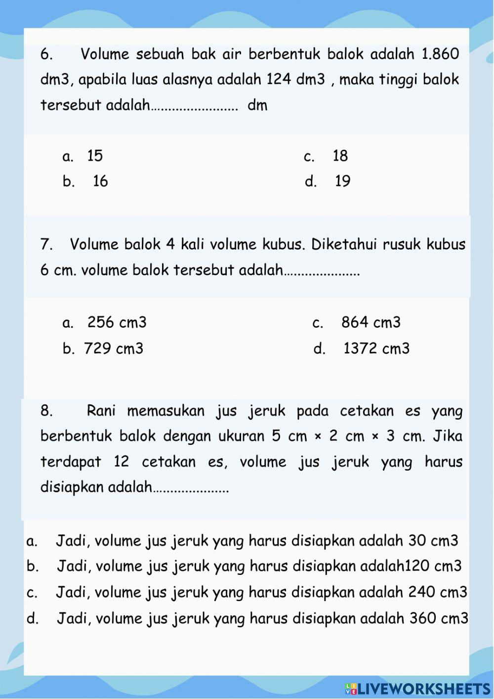 E-LKPD Bangun ruang pilihan ganda