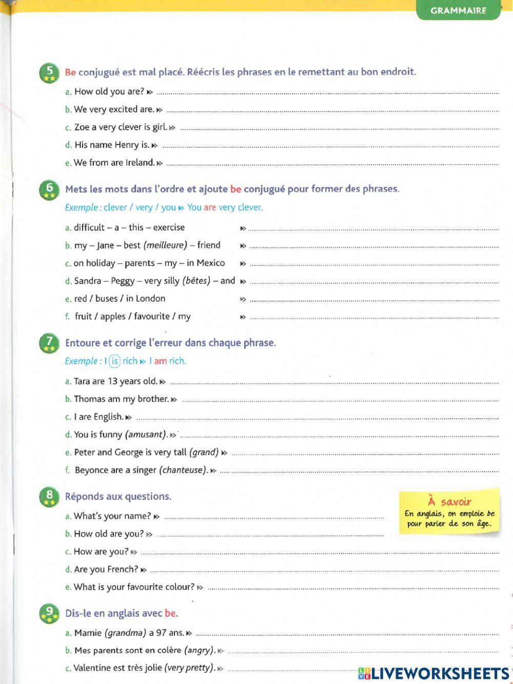 Be - forme affirmative