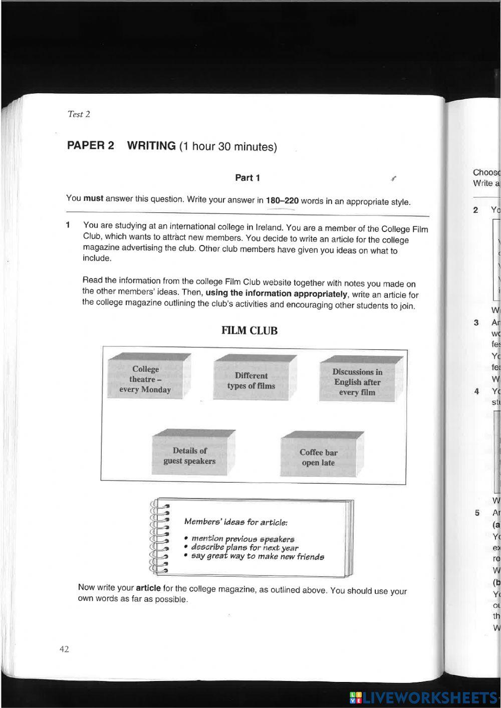 Writing CAE all parts test 2