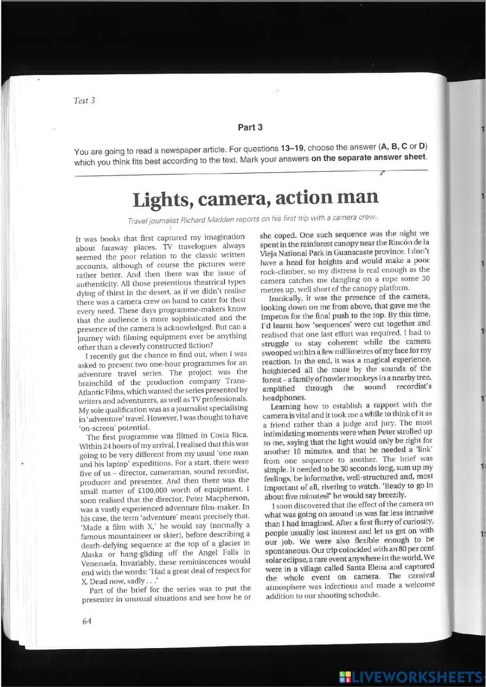 Reading CAE  test 3 all parts