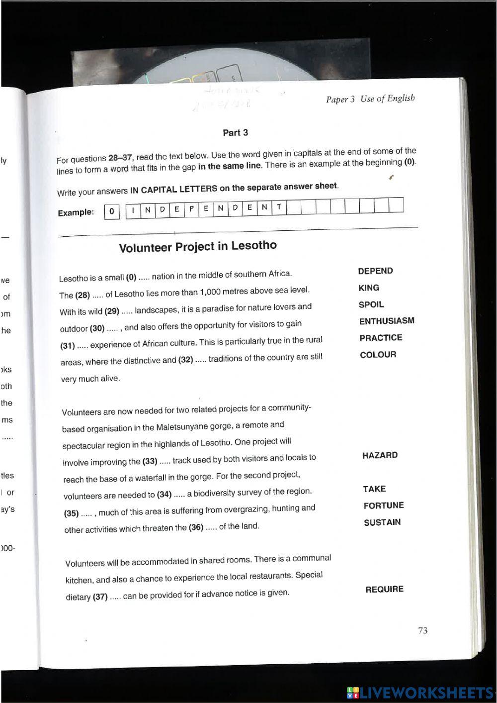 Use of english cae test 3 all parts