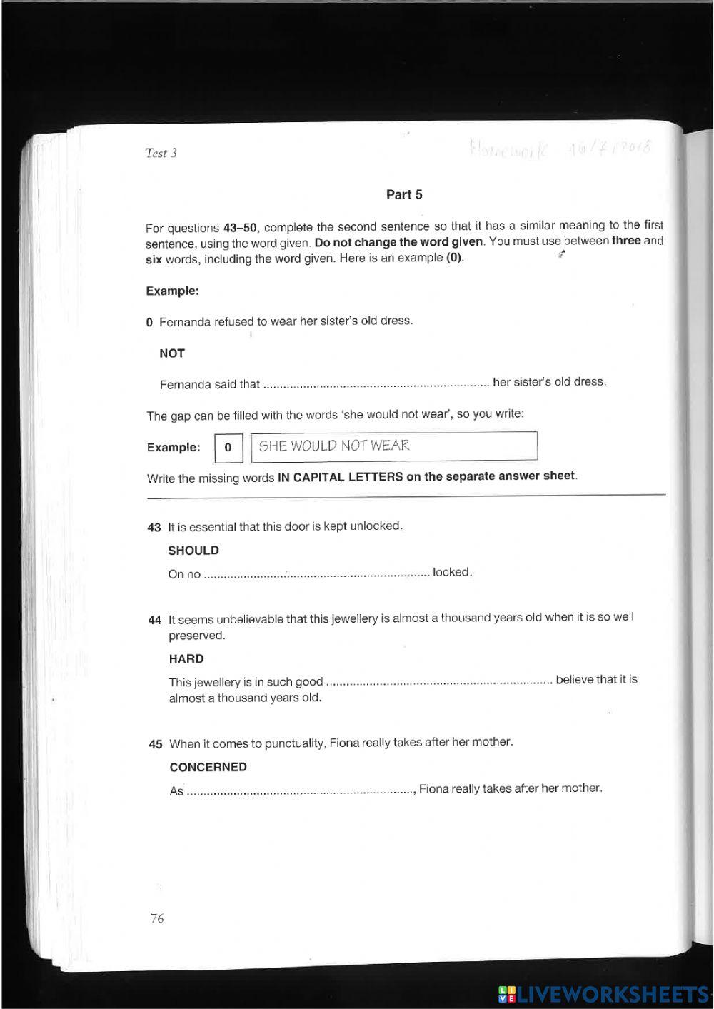 Use of english cae test 3 all parts