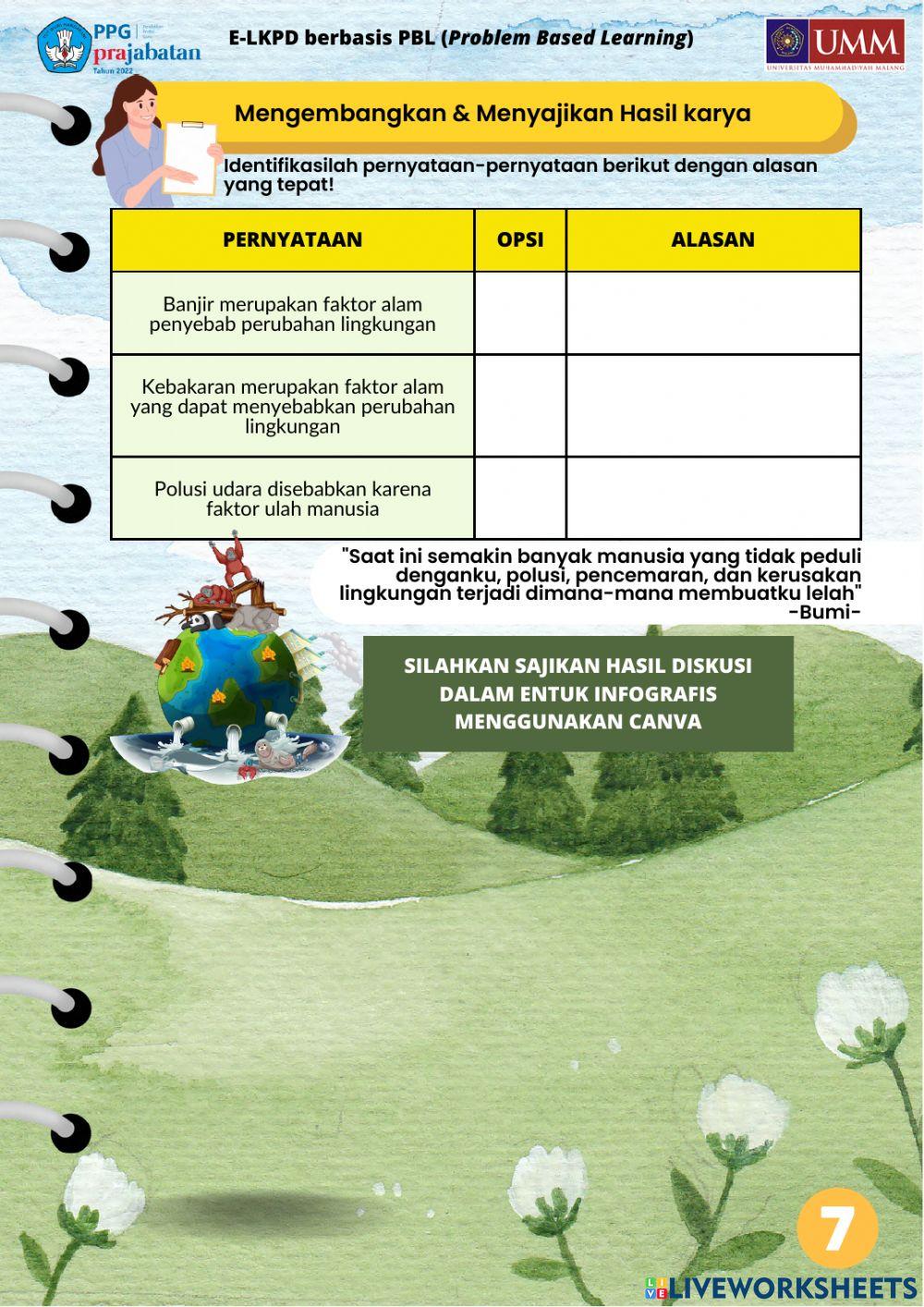 E-LKPD Perubahan Lingkungan Edisi ke-1
