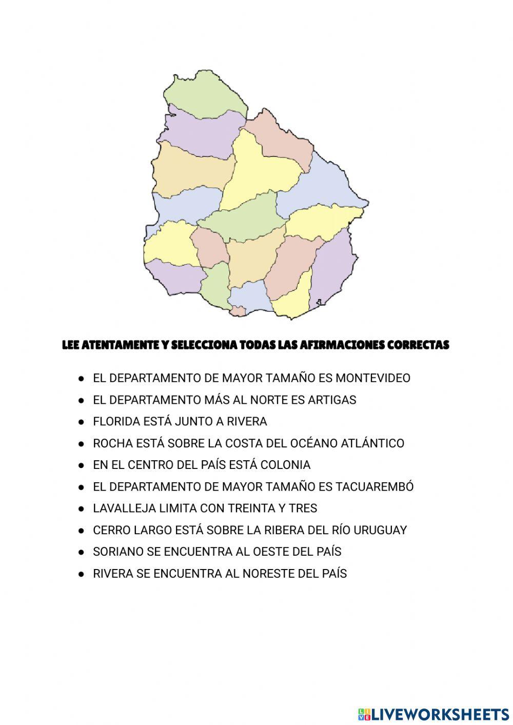 ¿Qué sabes de los departamentos de Uruguay?