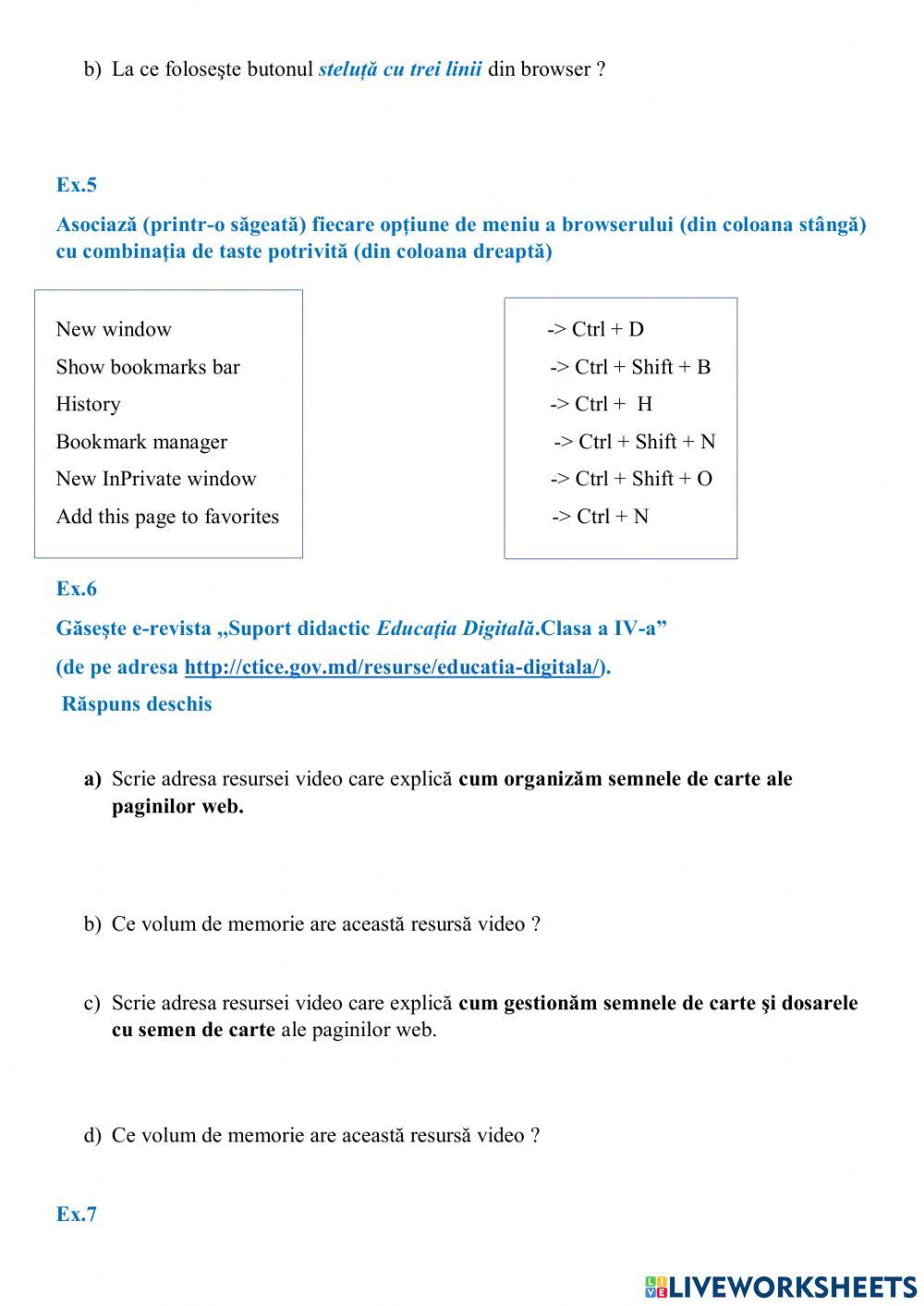 Capitolul I.    Pagini web.  4. Memorarea locațiilor web preferate