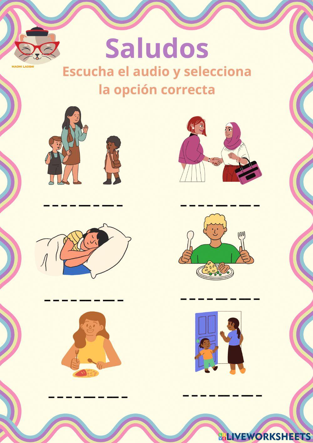 Saludos activity for Elemental Live Worksheets