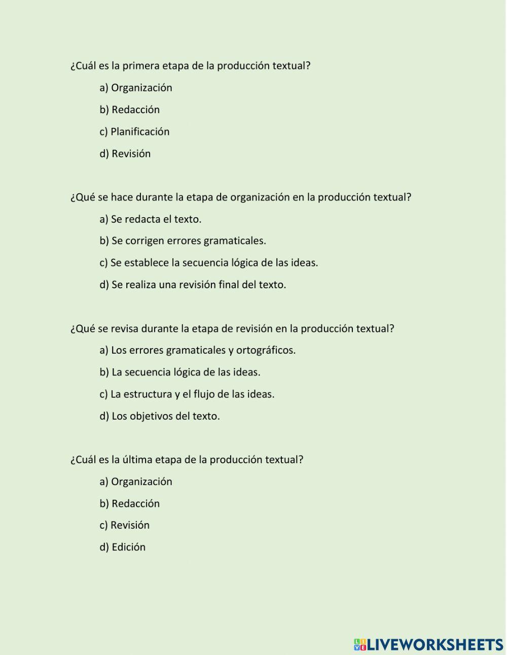 Etapas producción de textos