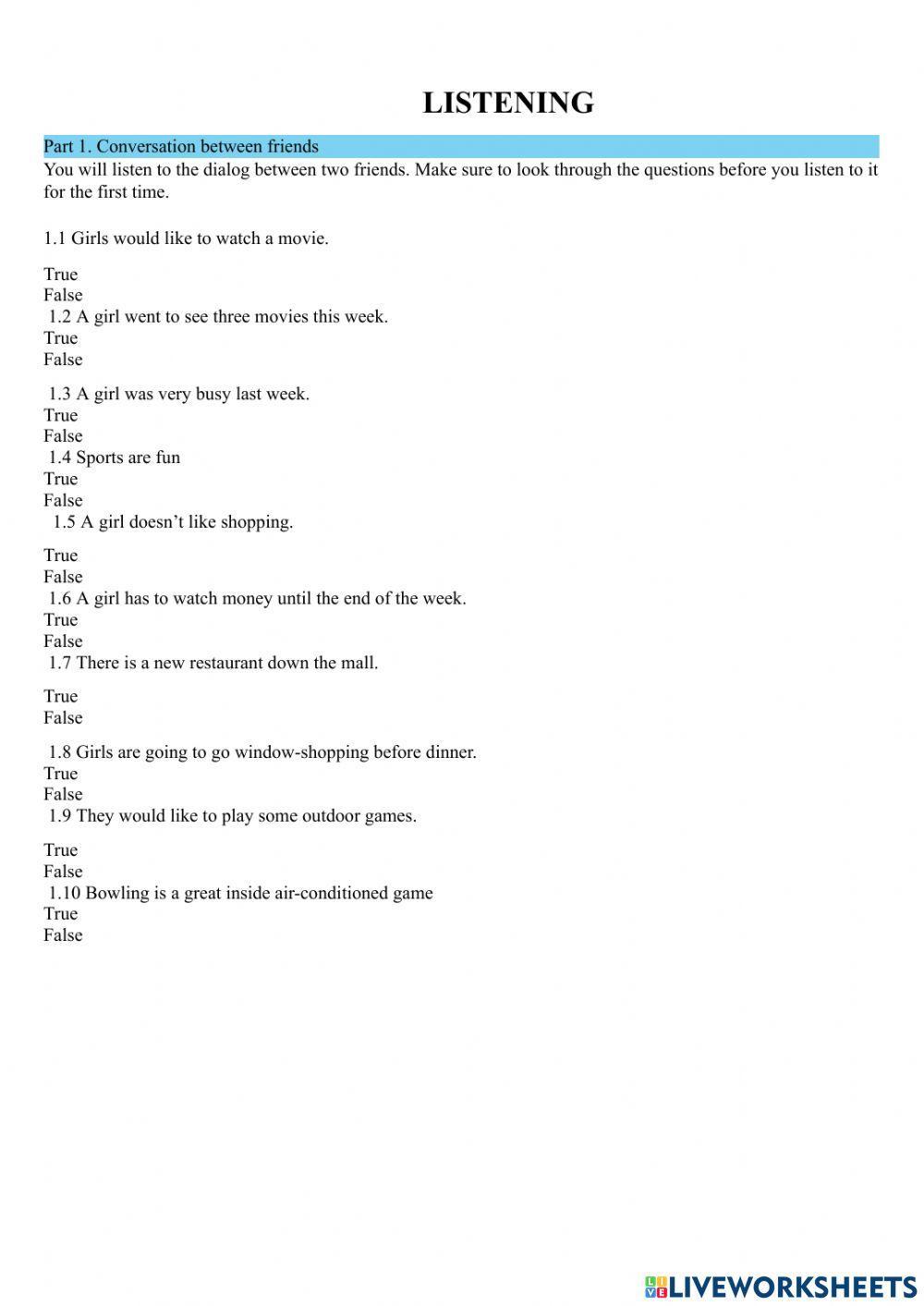 Reading + Listening Pre-intemediate