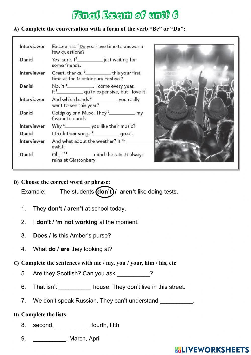 Final exam of unit 6