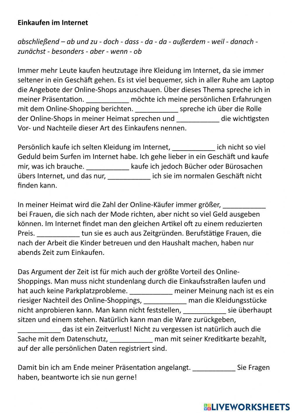 B1 PV - Einkaufen im Internet