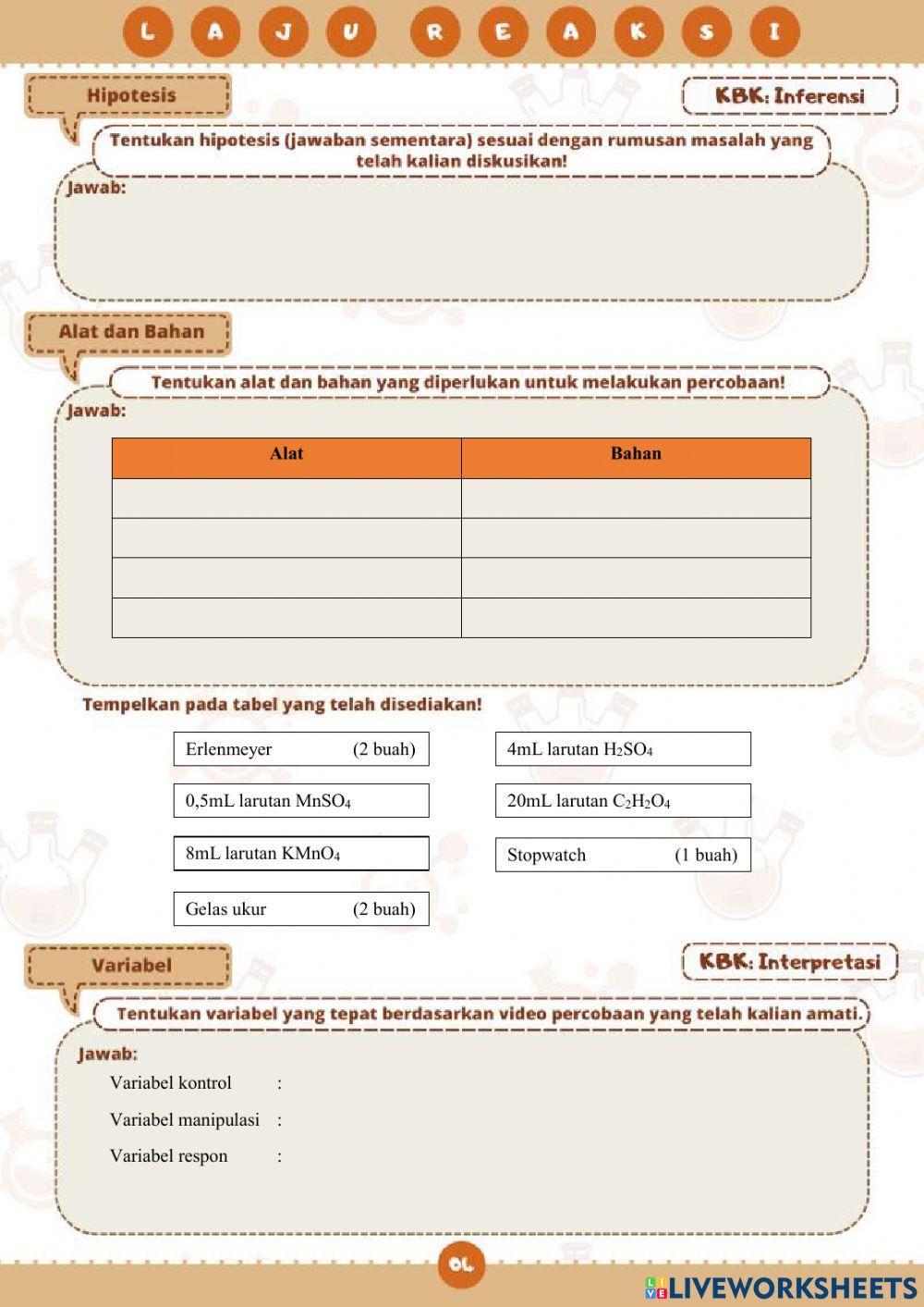 E-LKPD LAJU REAKSI FAKTOR KATALIS