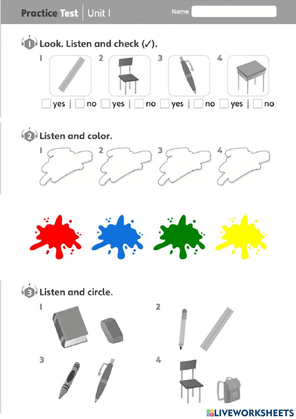 Big english 1  - unit 1 - test