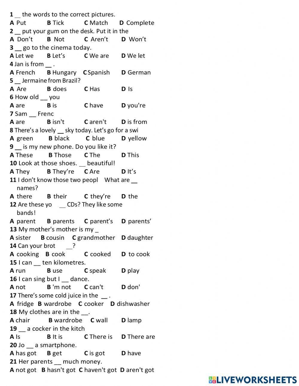 Focus 1 Placement Test