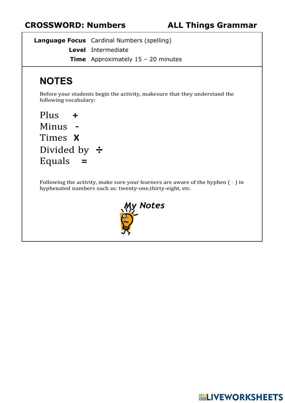 Numeros cardinales en inglés