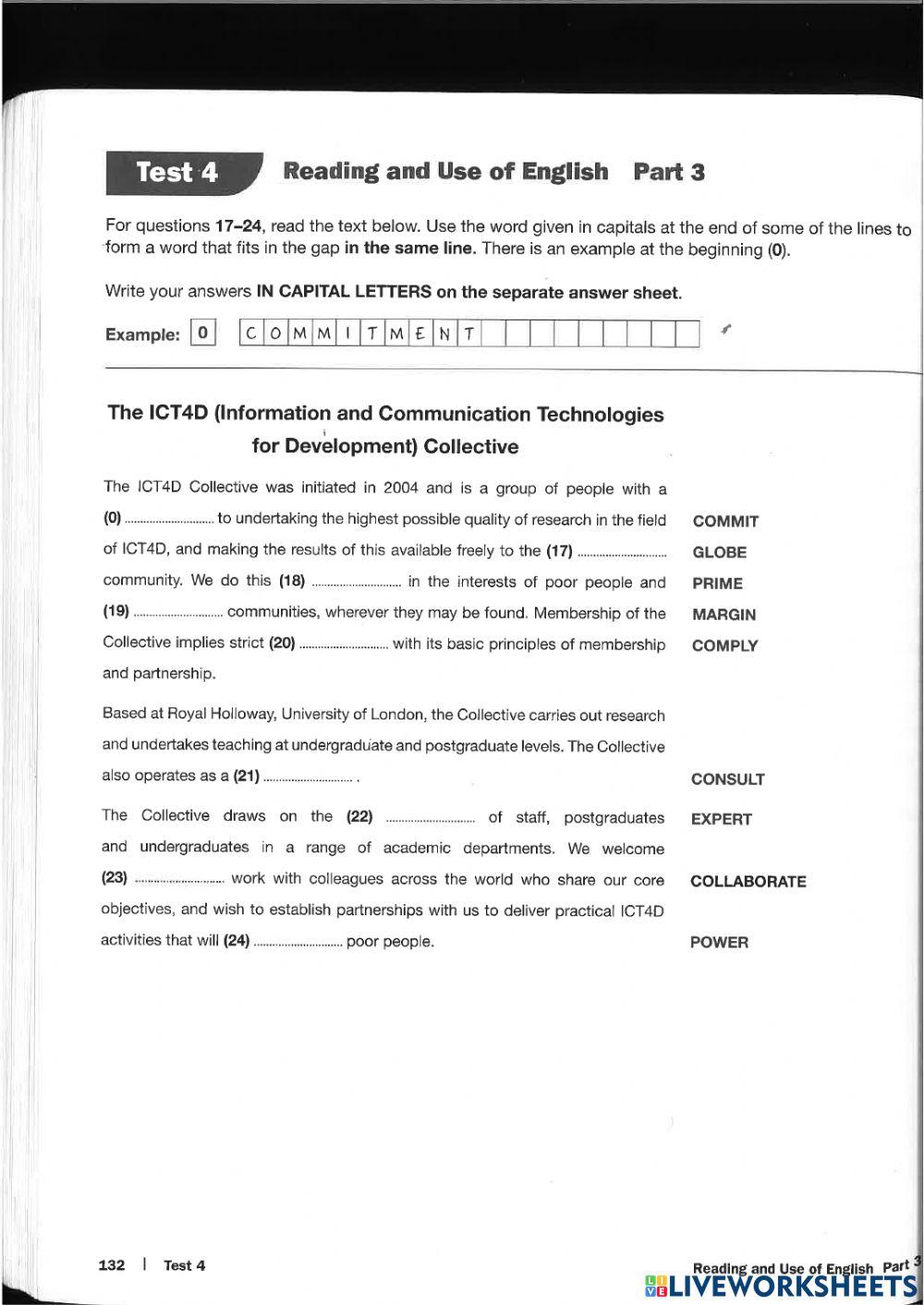 Reading and use of english test 4 all parts