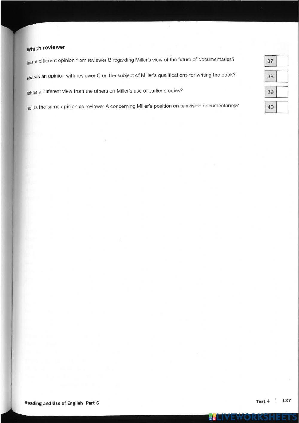 Reading and use of english test 4 all parts