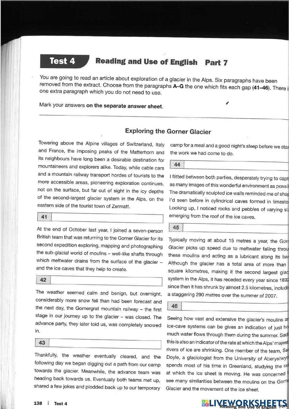 Reading and use of english test 4 all parts