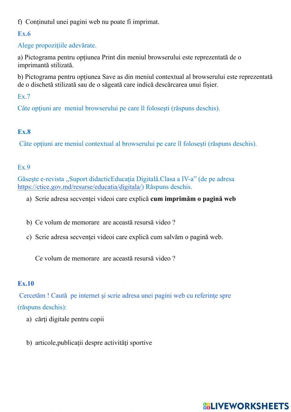 Capitolul I.    Pagini web.   2 Cum parcurgem conținutul paginii web și cum îl salvăm