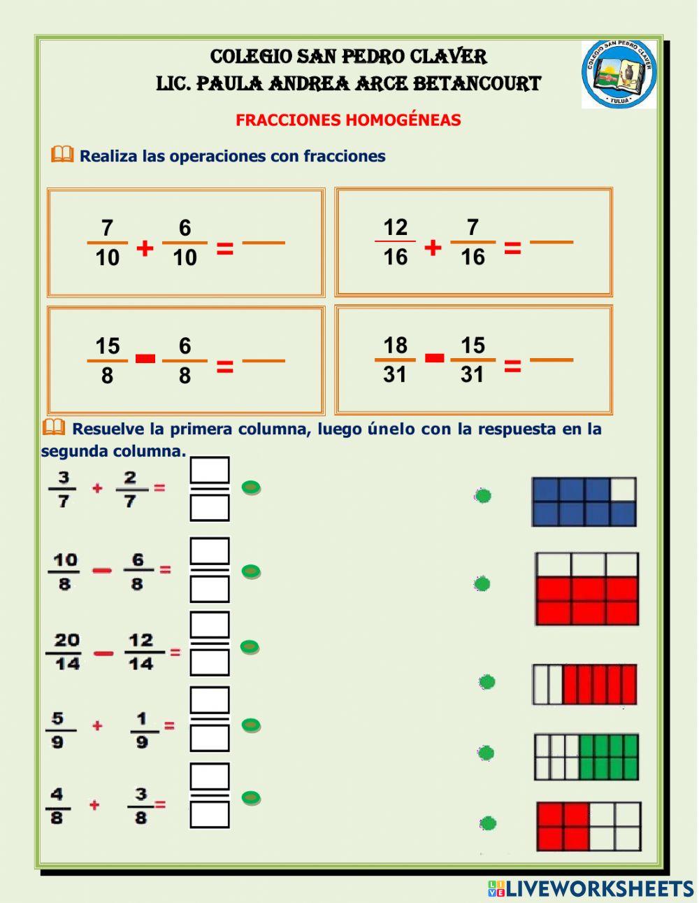 7067964 suma y resta de fracciones homog neas paula